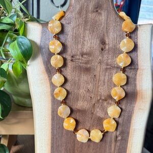 Natural Stone Yellow-Orange Beaded Necklace